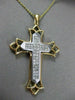 ESTATE LARGE 1.0CT PRINCESS DIAMOND 14KT WHITE & YELLOW GOLD CROSS PENDANT #6289