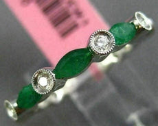 ESTATE .90CT DIAMOND & AAA EMERALD 18K WHITE GOLD SEMI ETERNITY ANNIVERSARY RING
