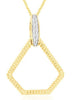 ESTATE .05CT DIAMOND 14K YELLOW GOLD 3D ROUND OPEN PENTAGON FUN FLOATING PENDANT