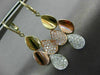 ESTATE .66CT DIAMOND 14K TRI COLOR GOLD 3D TEAR DROP LEVER BACK HANGING EARRINGS