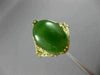 ANTIQUE LARGE AAA OVAL JADE 14KT YELLOW GOLD 3D OPEN FILIGREE LOVE RING #26092
