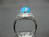 ESTATE LARGE 3.87CT DIAMOND & AAA TURQUOISE 14KT WHITE GOLD PEAR SHAPE HALO RING