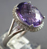 LARGE 4.79CT DIAMOND & AAA AMETHYST 14KT WHITE GOLD OVAL & ROUND HALO LOVE RING