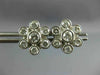ANTIQUE LARGE 1.14CT DIAMOND 14KT WHITE GOLD FLOWER CLUSTER BEZEL EARRINGS #1958