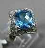 ESTATE 2.45CT DIAMOND & AAA BLUE TOPAZ 14KT WHITE GOLD STAR FLORAL FILIGREE RING