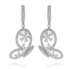 3.19CT DIAMOND 18KT WHITE GOLD 3D ROUND & PEAR SHAPE BUTTERFLY HANGING EARRINGS