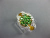 ESTATE LARGE 1.82CT DIAMOND & AAA TSAVORITE 18K YELLOW GOLD 3D FLOWER FUN RING