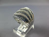 LARGE 3.43CT DIAMOND & AAA SAPPHIRE 14K WHITE GOLD MULTI ROW MULTI WAVE FUN RING