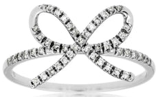 ESTATE .21CT DIAMOND 14KT WHITE GOLD 3D CLASSIC FUN BOW RING