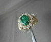 ESTATE 3.34CT DIAMOND & AAA COLOMBIAN EMERALD 14KT YELLOW GOLD FLOWER HALO RING