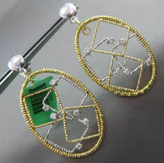ESTATE LARGE .36CT DIAMOND 18K WHITE & YELLOW GOLD 3D OVAL SQUARE WOVEN EARRINGS