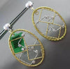 ESTATE LARGE .36CT DIAMOND 18K WHITE & YELLOW GOLD 3D OVAL SQUARE WOVEN EARRINGS