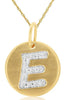.07CT DIAMOND 14KT YELLOW GOLD LETTER E INITIAL MATTE & SHINY FLOATING PENDANT