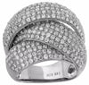 LARGE 3.15CT DIAMOND 14KT WHITE GOLD 3D MULTI ROW CRISS CROSS ANNIVERSARY RING