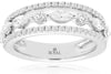 1.15CT DIAMOND 14K WHITE GOLD 3D ROUND & MARQUISE 3 ROW WEDDING ANNIVERSARY RING
