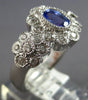WIDE 1.40CT DIAMOND & AAA TANZANITE 14KT WHITE GOLD OVAL & ROUND FLOWER FUN RING