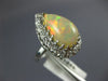 ANTIQUE LARGE 2.75CT DIAMOND & AAA OPAL 14KT WHITE GOLD 3D PEAR SHAPE RING #1049