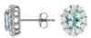 ESTATE 1.95CT DIAMOND & AAA AQUAMARINE 14K WHITE GOLD OVAL & ROUND STUD EARRINGS