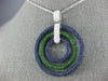 LARGE 4.32CT DIAMOND & AAA SAPPHIRE & TSAVORITE 18KT WHITE GOLD CIRCULAR PENDANT