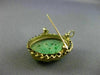 ANTIQUE AAA JADE 14KT YELLOW GOLD 3D HANDCRAFTED OVAL FLOWER FILIGREE PIN BROOCH