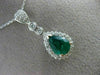 ANTIQUE 1.31CT DIAMOND & COLOMBIAN EMERALD 14KT WHITE GOLD PEAR PENDANT #21007