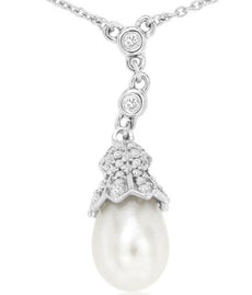 .28CT DIAMOND & AAA SOUTH SEA PEARL 14KT WHITE GOLD BY THE YARD LARIAT NECKLACE
