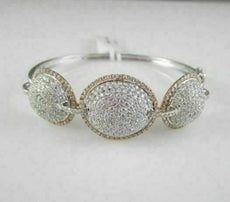 ANTIQUE WIDE DIAMOND 18KT ROSE WHITE GOLD CIRCLE BANGLE