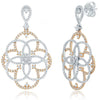 LARGE 1.81CT DIAMOND 14KT WHITE & ROSE GOLD 3D MULTI CIRCULAR HANGING EARRINGS