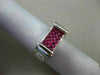 ESTATE 2.06CT DIAMOND & RUBY 18KT WHITE GOLD RECTANGULAR HANDCRAFTED MENS RING