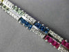 ESTATE WIDE 9.24CT DIAMOND & AAA MULTI GEM 14K WHITE GOLD SQUARE TENNIS BRACELET