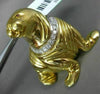 ESTATE EXTRA LARGE .42CT DIAMOND & AAA RUBY 18K YELLOW GOLD SEAL LION BROOCH PIN