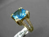 ESTATE LARGE 6.54CT DIAMOND & AAA EXTRA FACET BLUE TOPAZ 14K YELLOW GOLD 3D RING