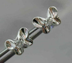 ANTIQUE .16CT DIAMOND BUTTERFLY 3D 18KT WHITE GOLD EARRINGS ELEGANT!! #1780