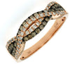 .52CT WHITE & CHOCOLATE FANCY DIAMOND 14KT ROSE GOLD 3D 2 ROW INFINITY LOVE RING