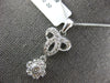 ESTATE .27CT DIAMOND 14KT WHITE GOLD FLOWER TEAR DROP FILIGREE FLOATING PENDANT