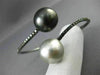 LARGE 1CT BLACK DIAMOND & AAA PEARLS 18KT BLACK GOLD CRISS CROSS BANGLE BRACELET