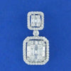 ESTATE 1.35CT DIAMOND 18KT WHITE GOLD ROUND & BAGUETTE DOUBLE SQUARE FUN PENDANT