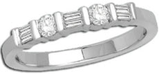 ESTATE 0.25CT DIAMOND 14KT WHITE GOLD ROUND & BAGUETTE CHANNEL ANNIVERSARY RING