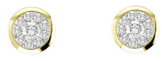 .33CT DIAMOND 14KT YELLOW GOLD 3D CLASSIC CLUSTER INVISIBLE BEZEL STUD EARRINGS