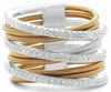 ESTATE WIDE .53CT DIAMOND 14KT WHITE & ROSE GOLD MULTI ROW CRISS CROSS COIL RING