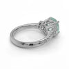 3.1CT DIAMOND & AAA PARAIBA TOURMALINE 18KT WHITE GOLD 3D ROUND & BAGUETTE RING