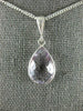 ESTATE 4.0CT AAA PINK AMETHYST 14KT WHITE GOLD CLASSIC BEZEL PEAR SHAPE PENDANT
