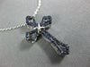 ESTATE SMALL .18CT AAA SAPPHIRE 18KT WHITE GOLD 3D FILIGREE CROSS PENDANT
