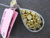 2.64CT WHITE & FANCY YELLOW DIAMOND 18K 2 TONE GOLD 3D CLUSTER TEAR DROP PENDANT