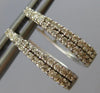 ESTATE .33CT DIAMOND 14KT WHITE GOLD CLASSIC 2 ROW OVAL HUGGIE HANGING EARRINGS