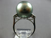 LARGE .12CT DIAMOND & AAA TAHITIAN PEARL 18KT WHITE GOLD 3D ROUND HALO LOVE RING