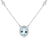 1.37CT DIAMOND & AAA AQUAMARINE 14K WHITE GOLD OVAL & ROUND BY THE YARD NECKLACE