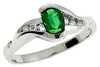 .53CT DIAMOND & AAA EMERALD 14KT WHITE GOLD 3D OVAL & ROUND SEMI BEZEL FUN RING