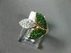 ESTATE WIDE .53CT DIAMOND & AAA TSAVORITE 14K YELLOW GOLD 3D LEAF CLUSTER RING
