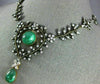 ANTIQUE EXTRA LARGE 33.60CT OLD MINE DIAMOND & AAA EMERALD 14KT GOLD NECKLACE